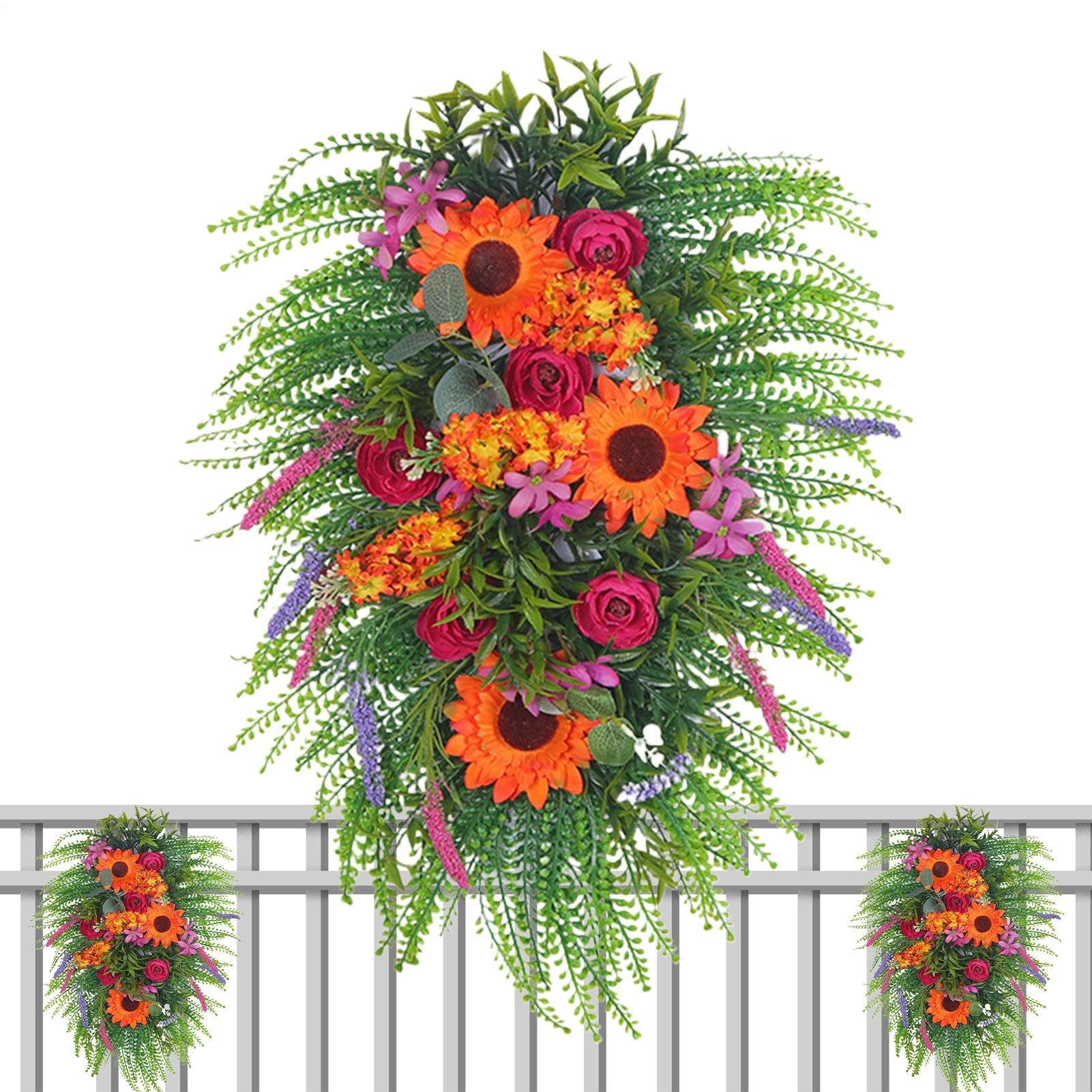 Couronne de tournesols pour porte entrée décoration artificielle durable sans entretien