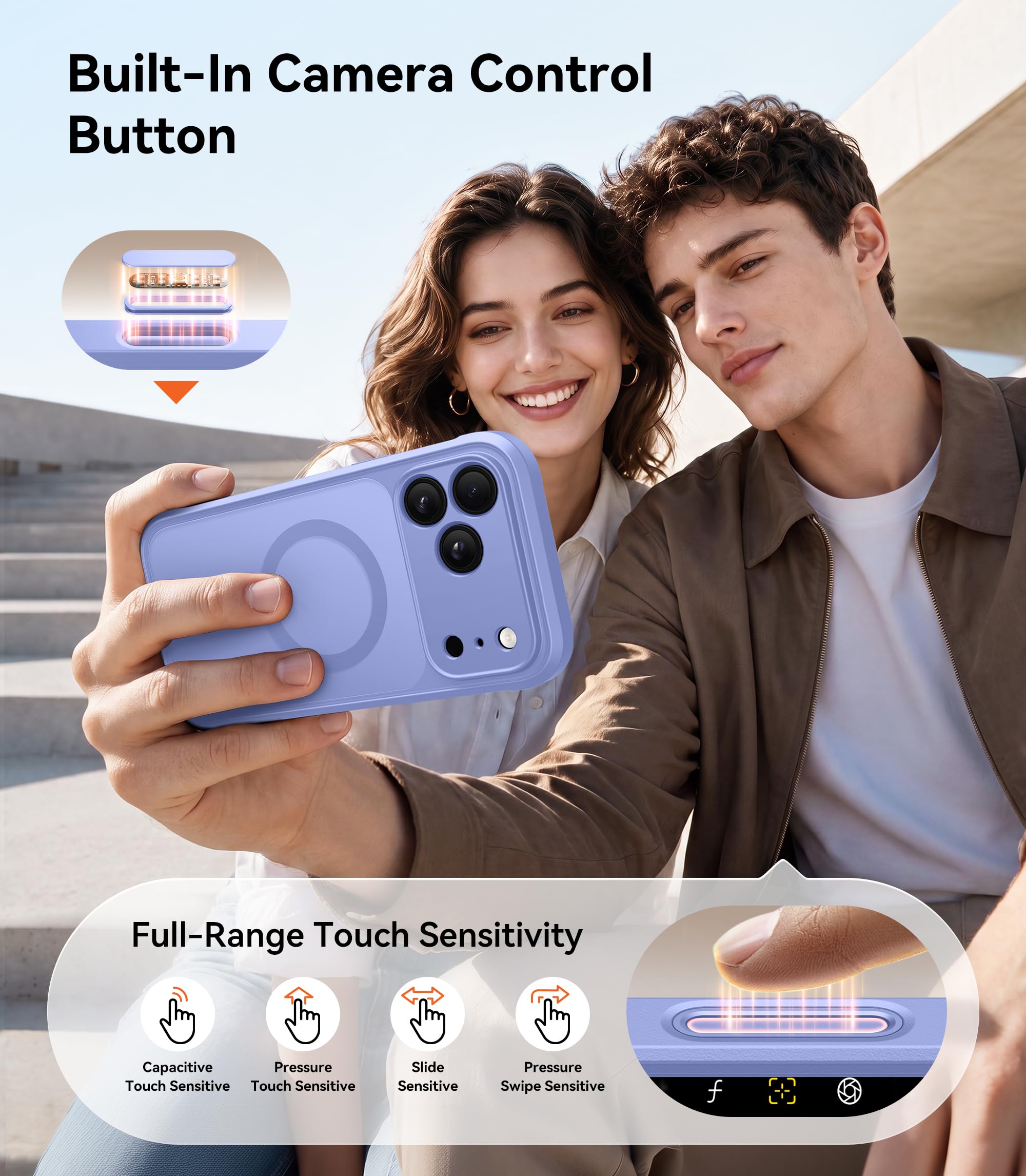 BERFY Funda para iPhone 17 Pro, compatible con MagSafe, lavanda claro | Protector de pantalla integrado, protección completa de la cámara, a prueba de golpes, magnética, translúcida, mate