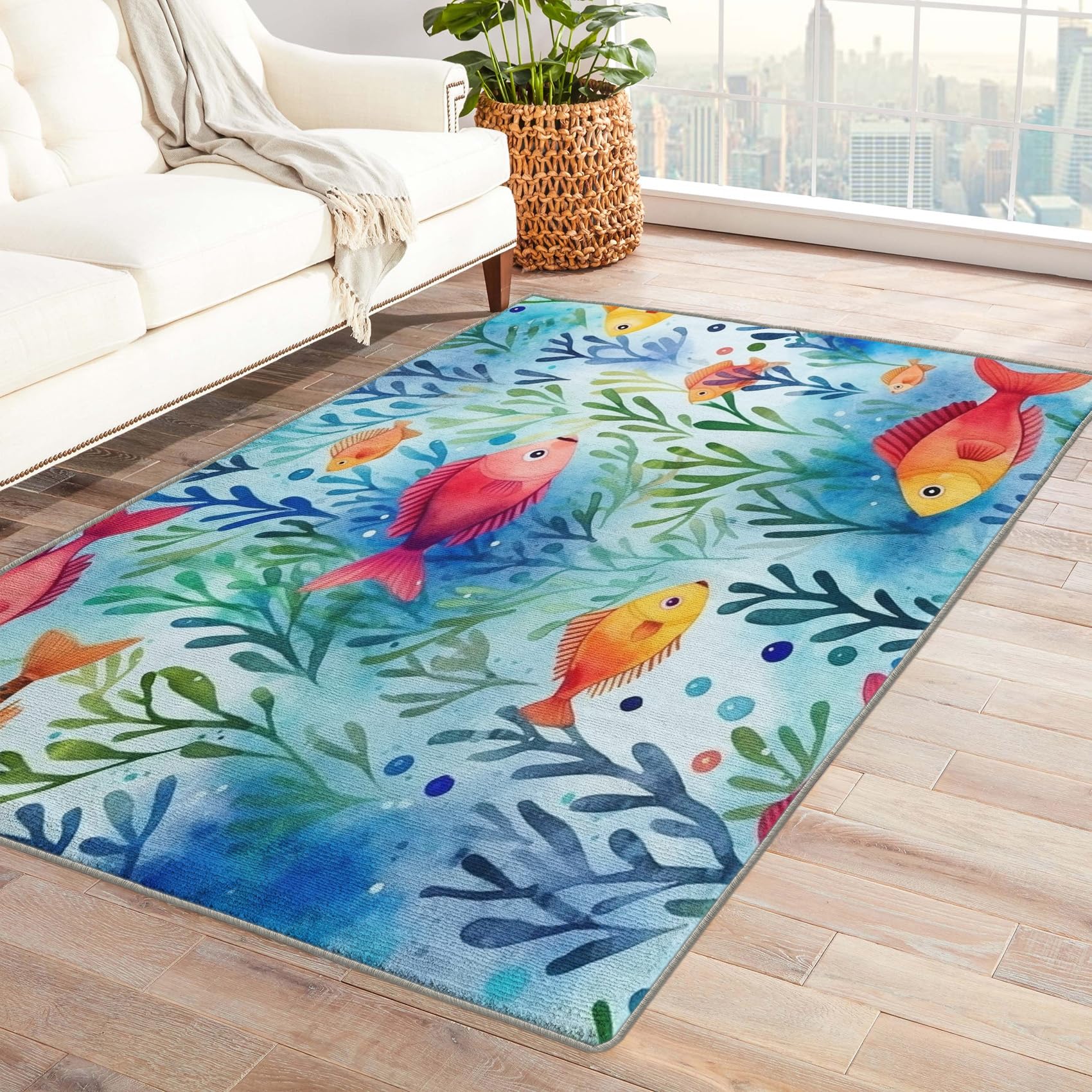 Fish Rug ラグ　174x128 Amazon.com: Fish Rugs for Kids Room - Fish Rug & Home Decor