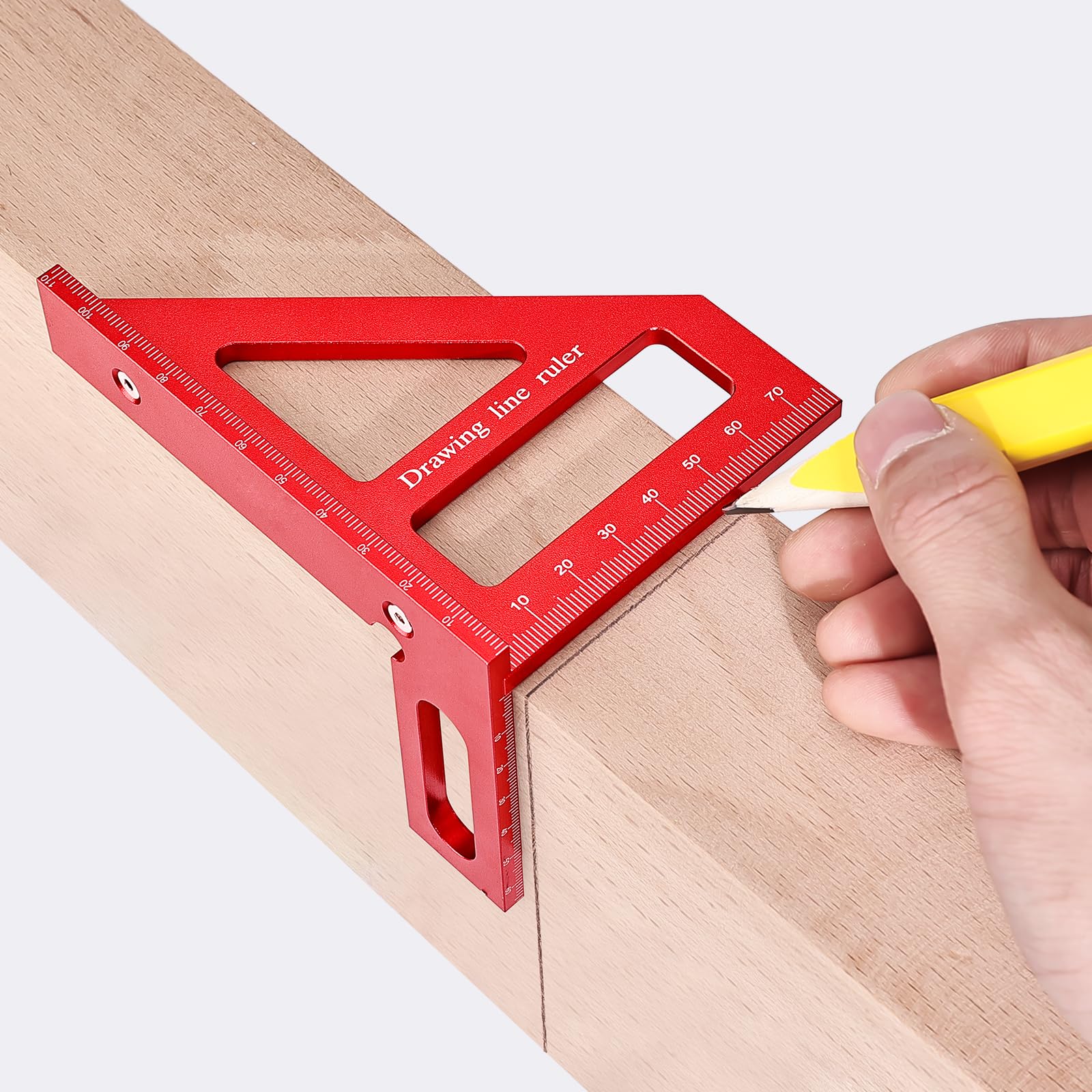 Draxzor 3D Multi-Angle Measuring Ruler, Mini 45/90 Degree Woodworking Square, Aluminum Alloy Miter Triangle Ruler and Layout Measuring Tool for