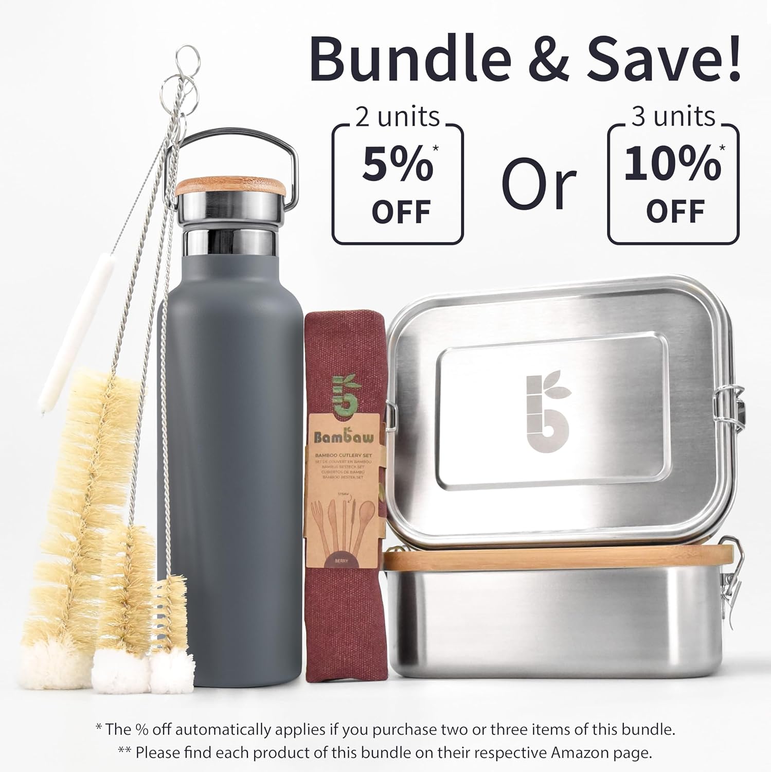 Bambaw Gray Insulated Water Bottle 24oz, Stainless Steel Water Bottle, Travel Water Bottle 24 oz, Metal Water Bottle without Straw, BPA Free Water Bottle Dishwasher Safe – Stormy Gray - Image 8