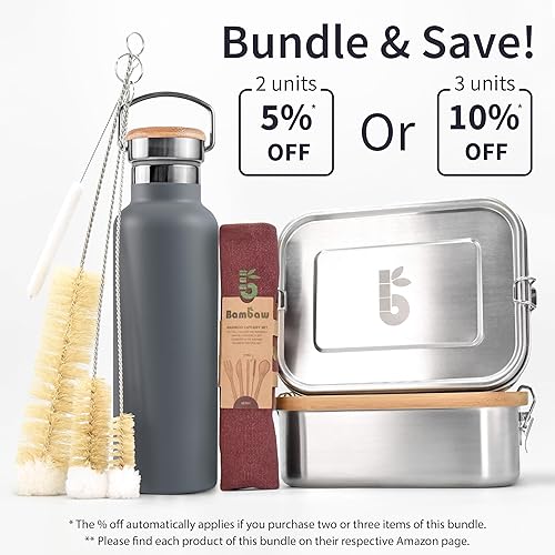 Miniatura 52 de Botella de agua Bambaw aislada al vacío de 750 ml – Azul claro, acero inoxidable, a prueba de fugas, botella para caminar Azul (Ice Blue),Azul