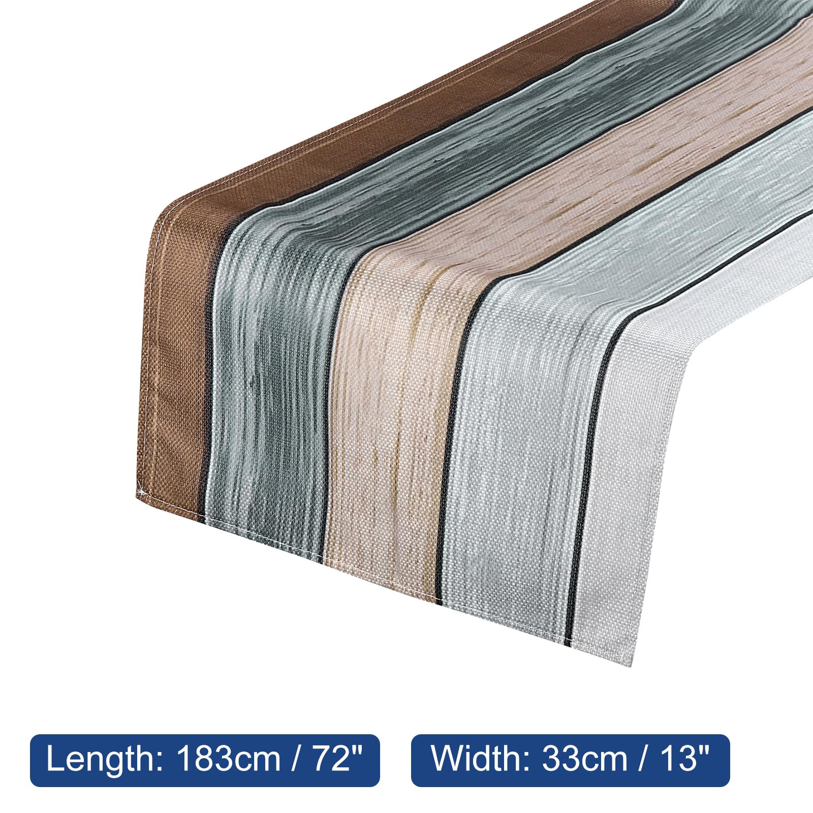 uxcell Table Runner 72" x 13", Retro Cotton Linen Table Runner, Brown Gray Stripes, Brown/Dark Grey/Khaki/Grey/Light Grey - Image 2