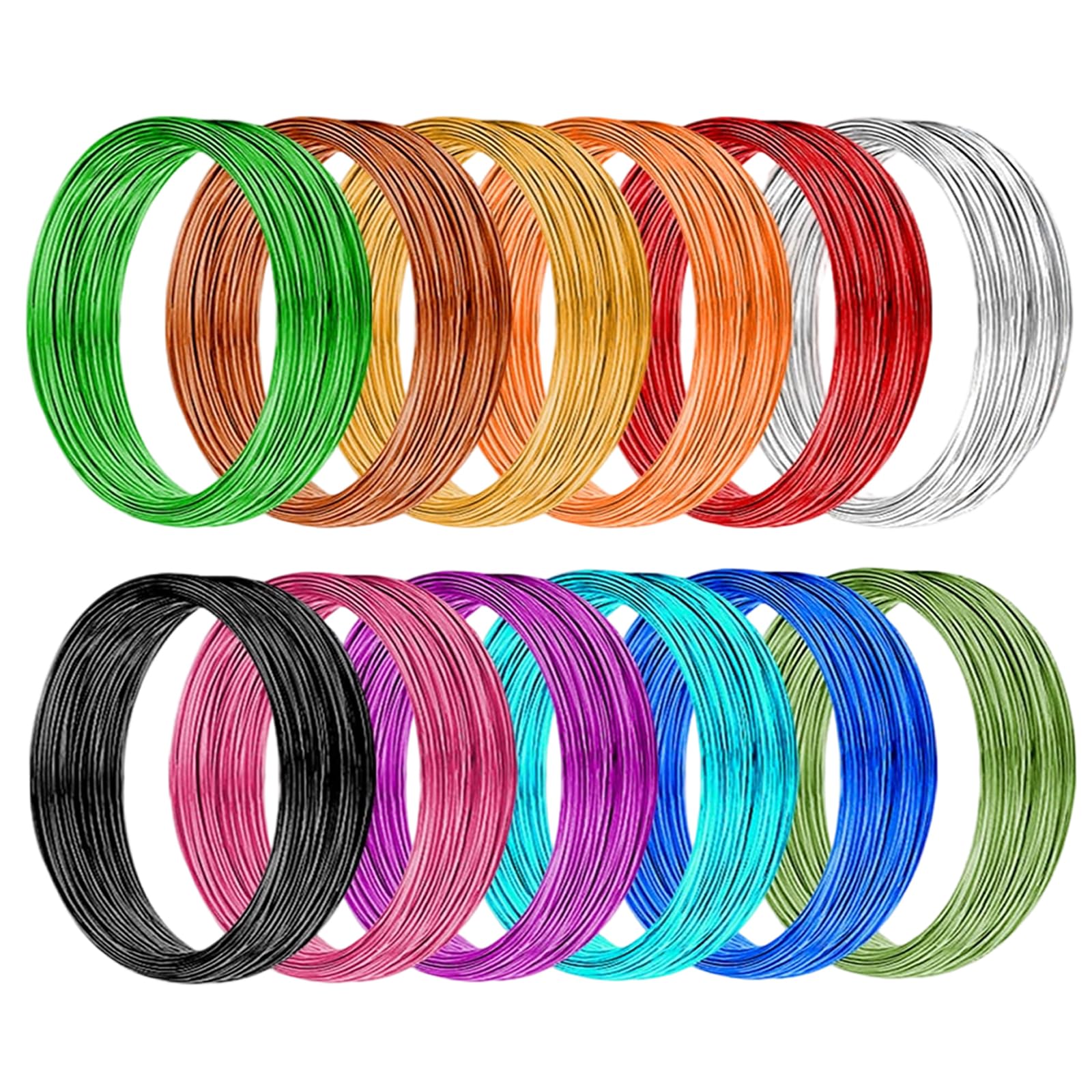 12 Colors 1.5mm*5m Aluminum Craft Wire, Anodized Aluminum Jewelry Wire