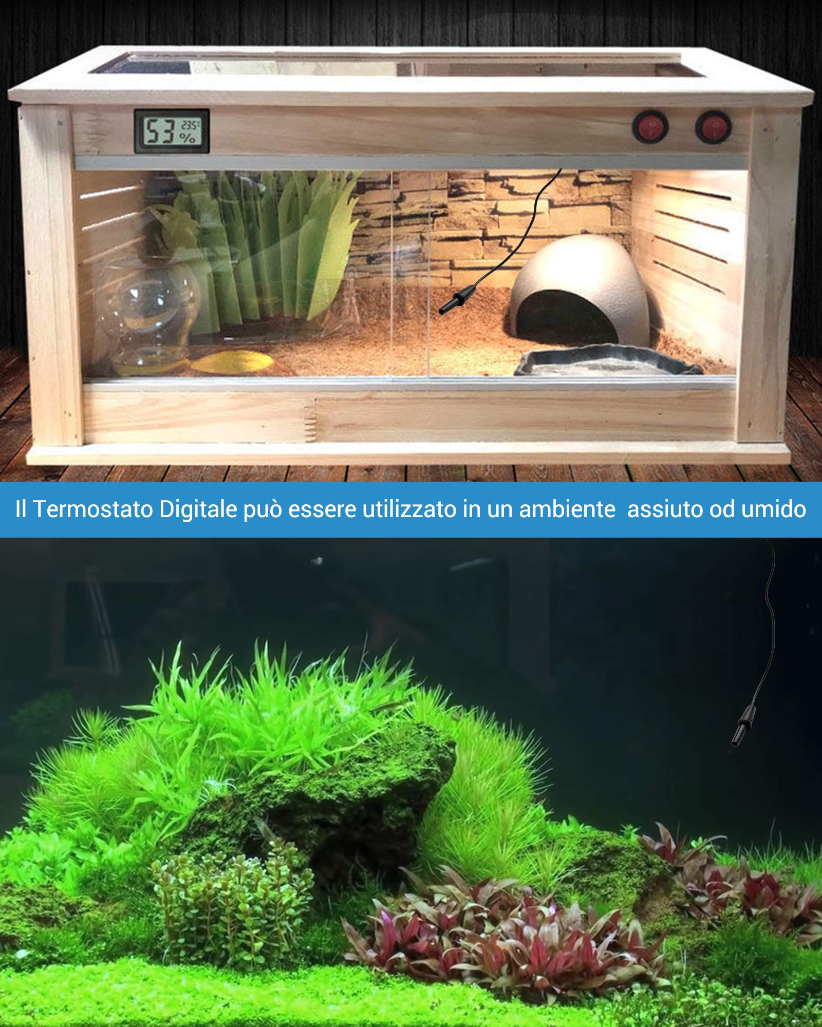 NICREW Termoregolatore, Presa Termostato Digitale di Raffreddamento e Riscaldamento, Digitale Termoregolatore per Serpenti, Tartarughe, Lucertole, Gechi ed Altri Rettili