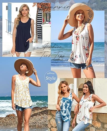 Miniatura 5 de CATHY - Camiseta sin mangas de verano para mujer, estilo casual, plisada, holgada, cómoda