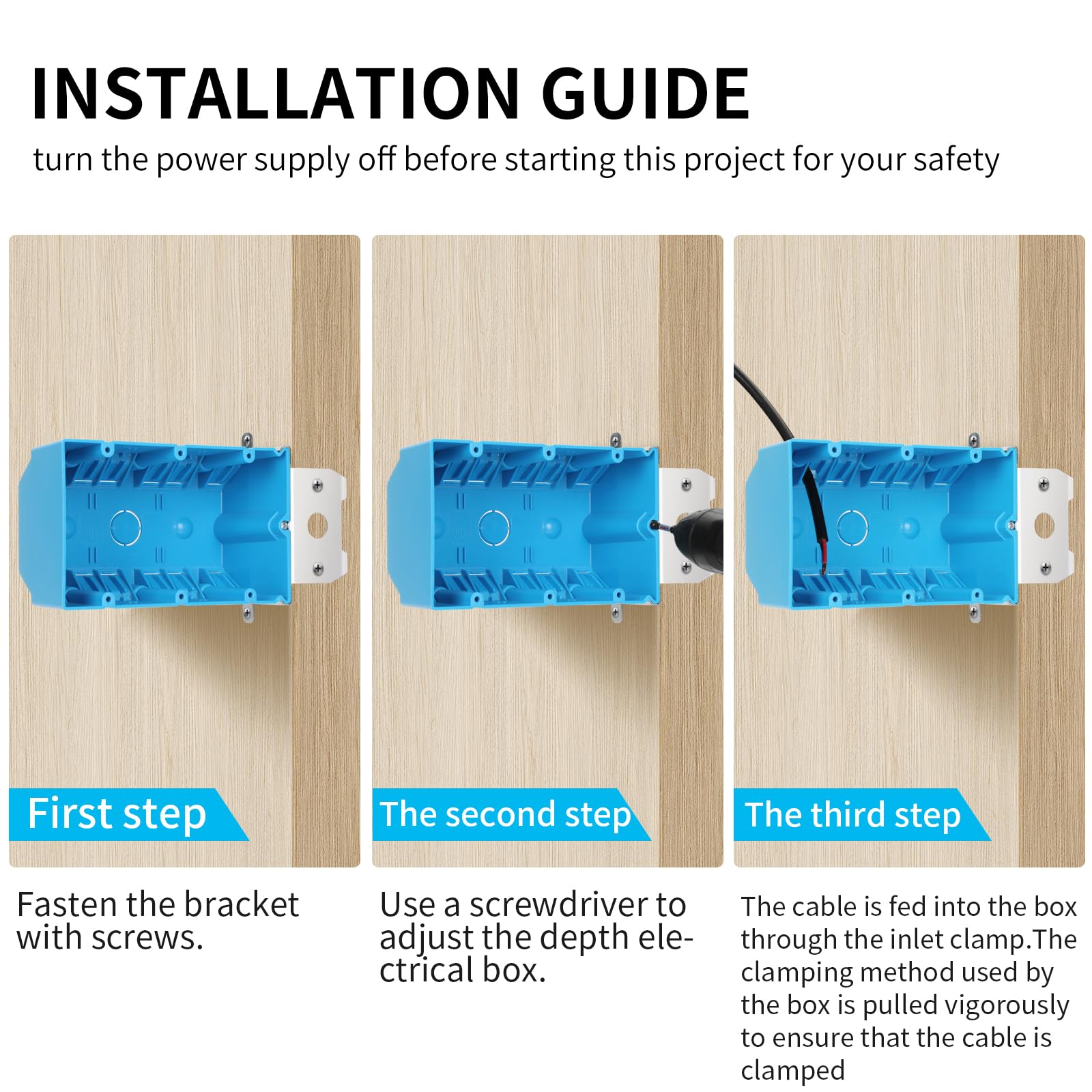XIUTE 3-Gang PVC Adjustable Electrical Wall Box - 49 Cu In Capacity, ETL Certified, 6-Pack For New Construction