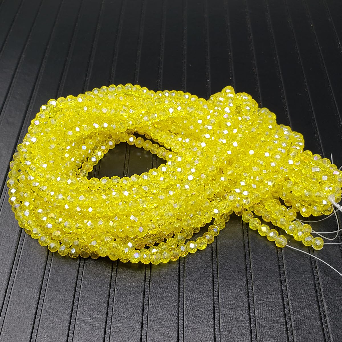 2mm Rondelle Glass Beads for Jewelry Making, Faceted Briolette Crytal Spacer Beads for Bracelet Necklace Earring, Yellow 1200pcs