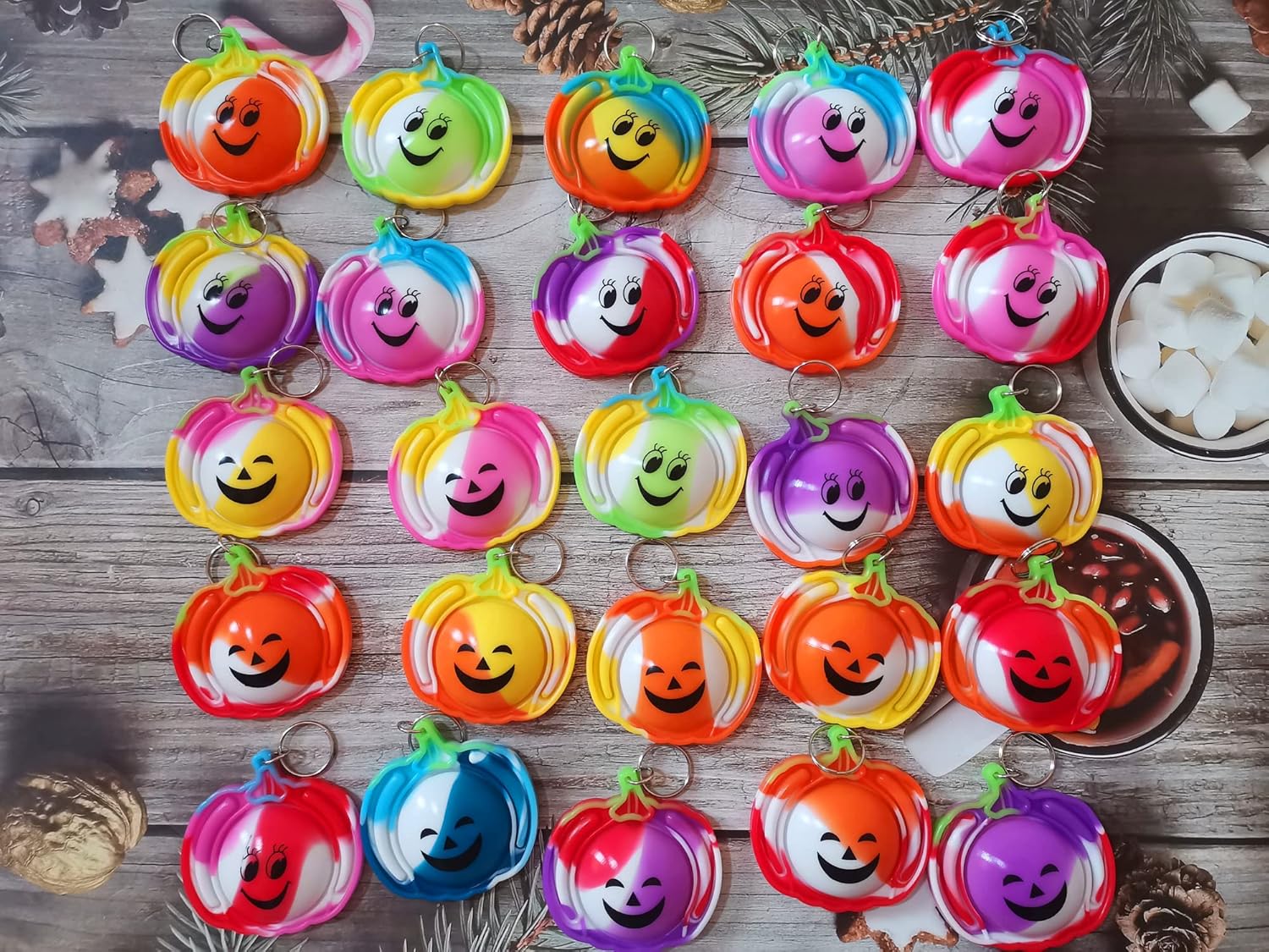Bulk 30 Packs Pumpkin Push Fidget Bubble Mini Pop Fidget for Teens and Kids,Small Birthday Halloween Party Favors Supplies and Classroom Student Prizes Gifts