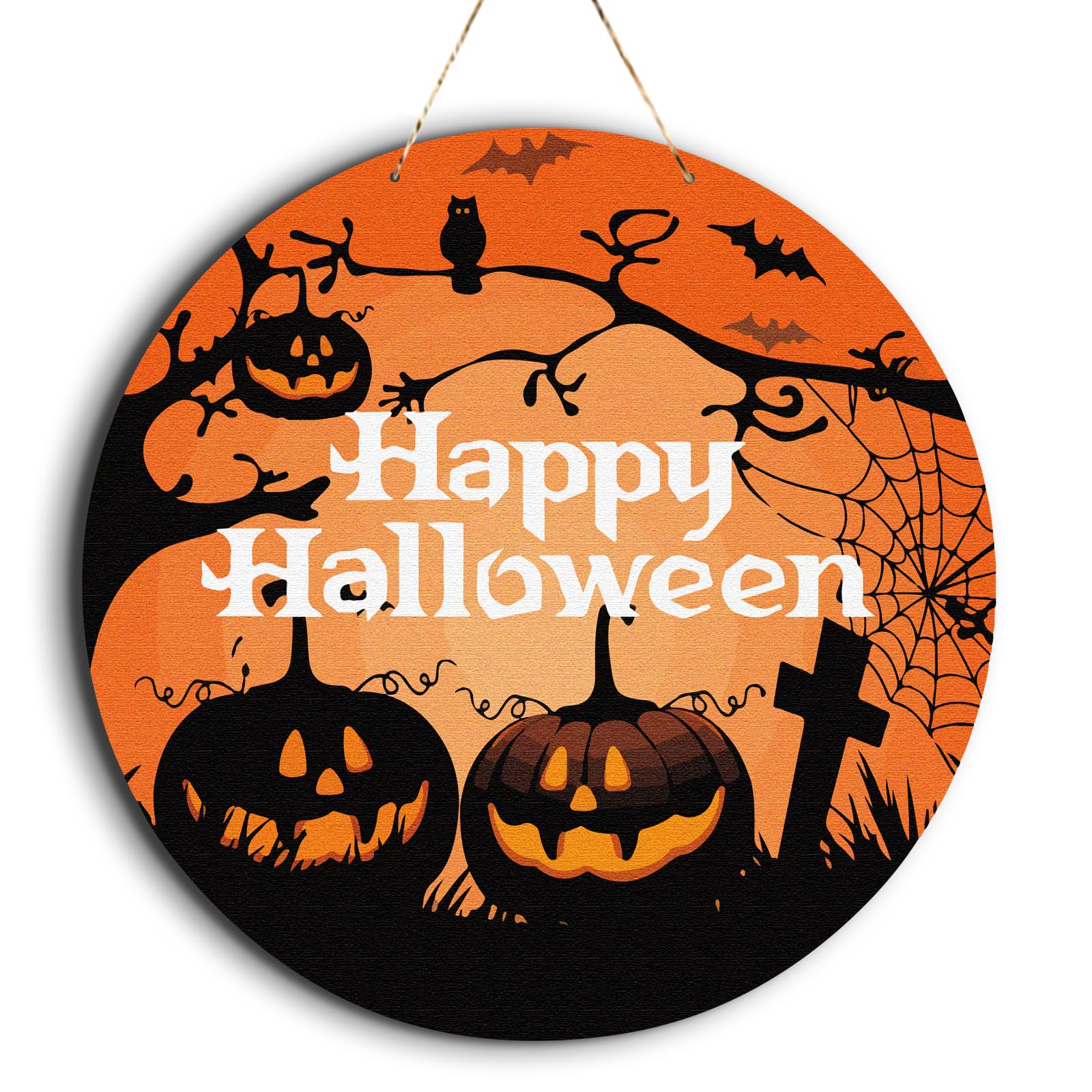 Panneau en bois Happy Halloween pour décoration murale maison