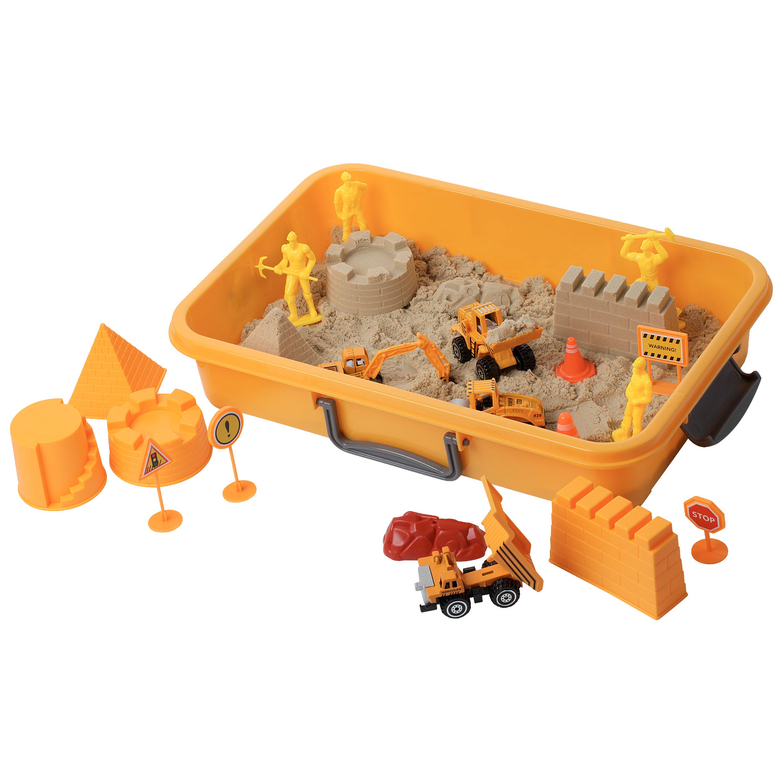 Tractor Sand Play Set, Toy Sensory Bin for Kids with Lid, 2 Lbs of Sand