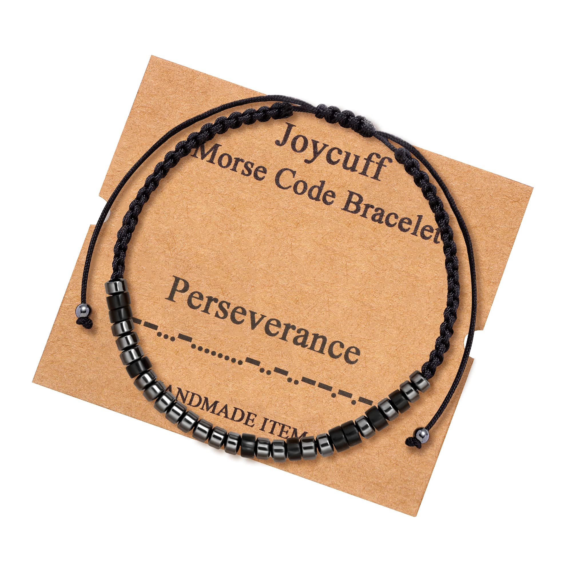 JoycuFFInspirational 𝐌𝐨𝐫𝐬𝐞 𝐂𝐨𝐝𝐞 𝐁𝐫𝐚𝐜𝐞𝐥𝐞𝐭𝐬 𝐟𝐨𝐫 𝐖𝐨𝐦𝐞𝐧 𝐌𝐞𝐧 Mothers Day Birthday 𝐂𝐡𝐫𝐢𝐬𝐭𝐦𝐚𝐬 𝐆𝐢𝐟𝐭𝐬 Mom Mother Father Daughter Aunt Grandmother Jewelry Cord Wrap Bracelet with Black Hematite Beads