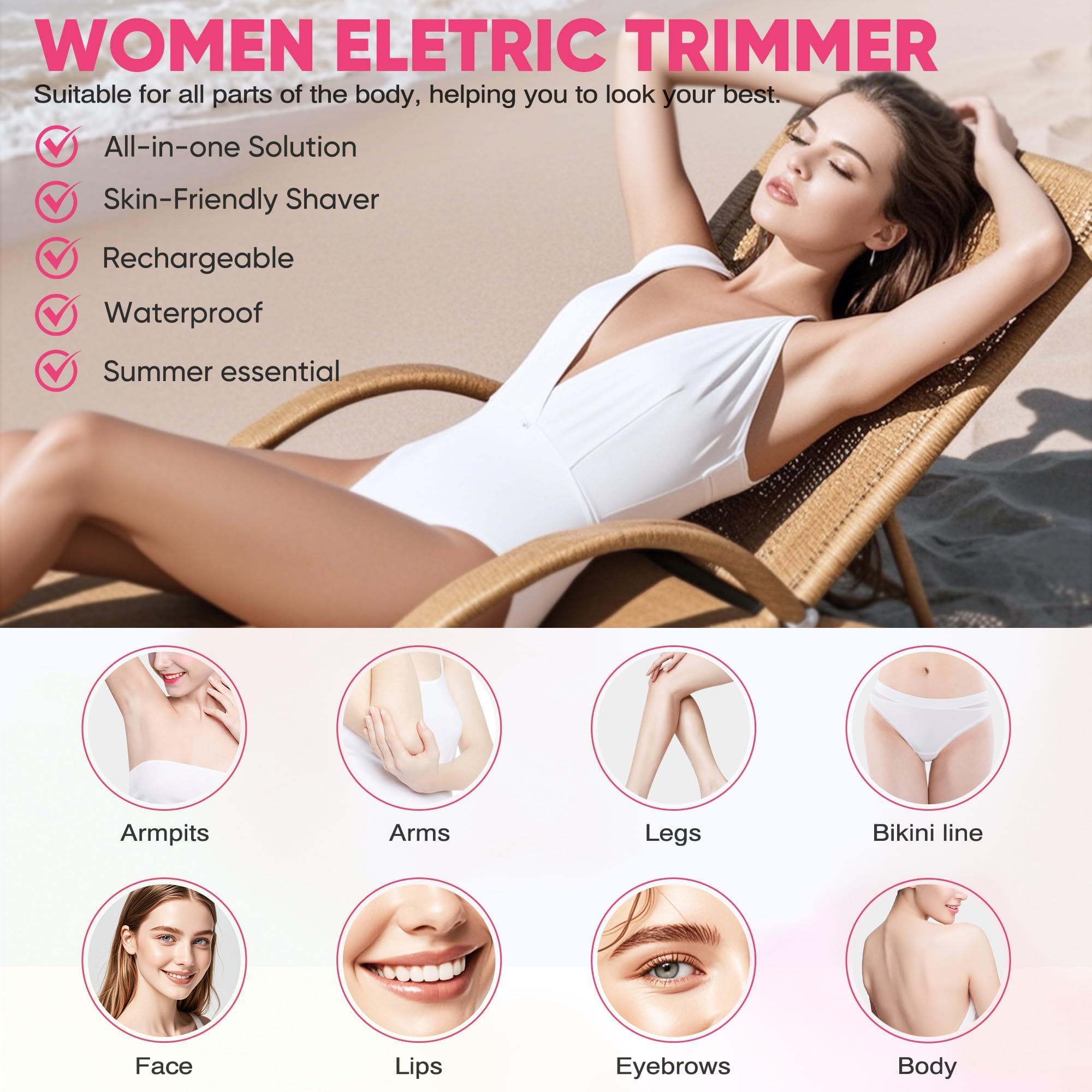 XDesign Rasoio elettrico per bikini da donna, rasoio elettrico 2 in 1 per donne, rasoio per bikini Dermave, impermeabile IPX7 e facile da pulire, lama in ceramica, durata senza fili 120 minuti, ultra