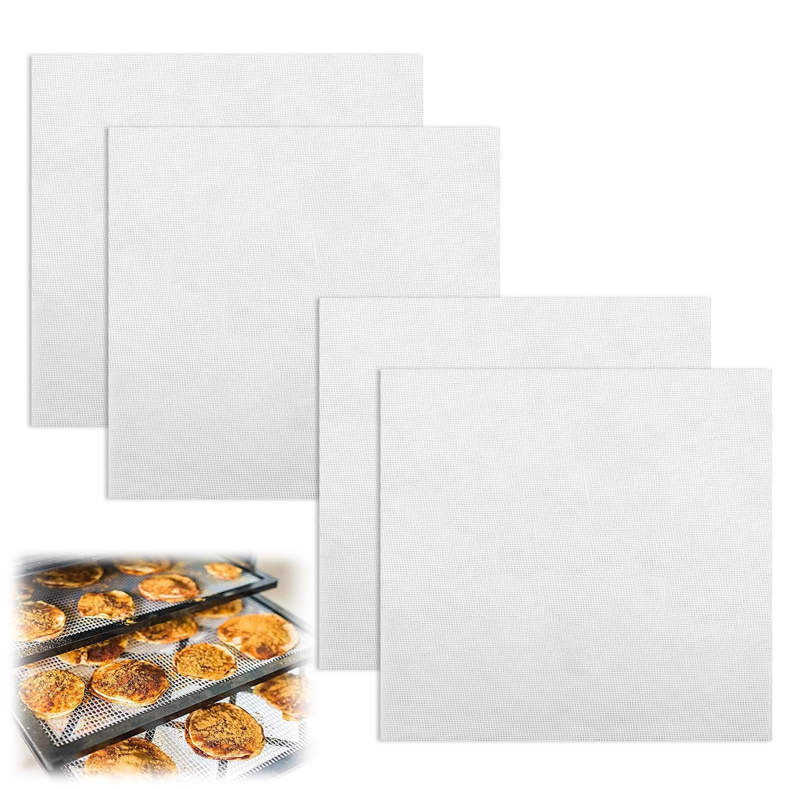 4 Piezas Hojas Deshidratadoras de Silicona Antiadherente Rejilla para Deshidratar sin BPA Lámina Deshidratador para Secadora de Frutas, Estera Vapor Reutilizable de Malla para Hornear, 30 x 30 cm