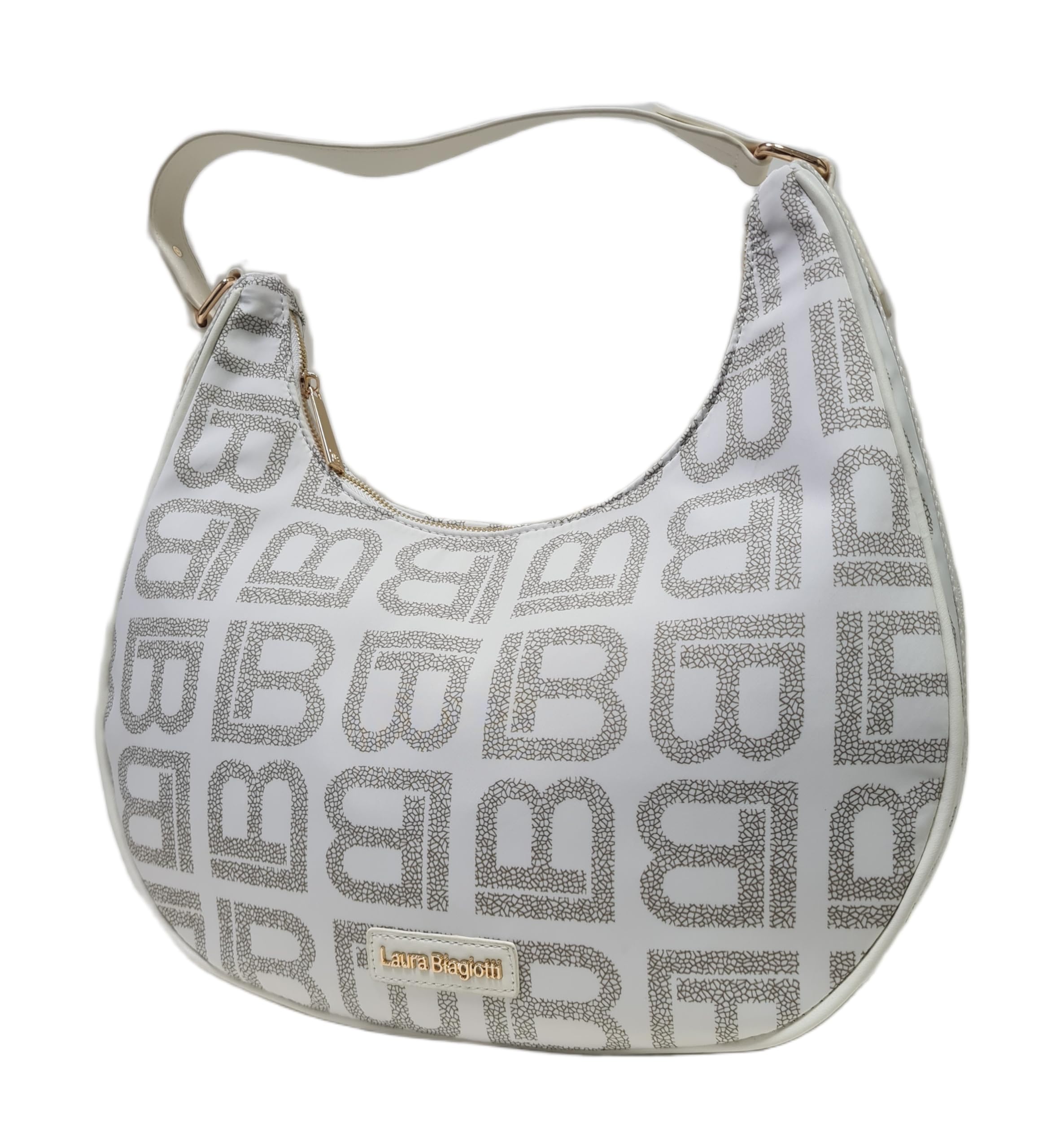 Laura Biagiotti Borsa a Spalla e Tracolla Donna Linea Dimension, Nylon Impermeabile, Logo LB, Riporti in Pelle Sintetica e Nastro Dimensioni 37x36x12 CM Art. LB26S-108-2 | Leggera