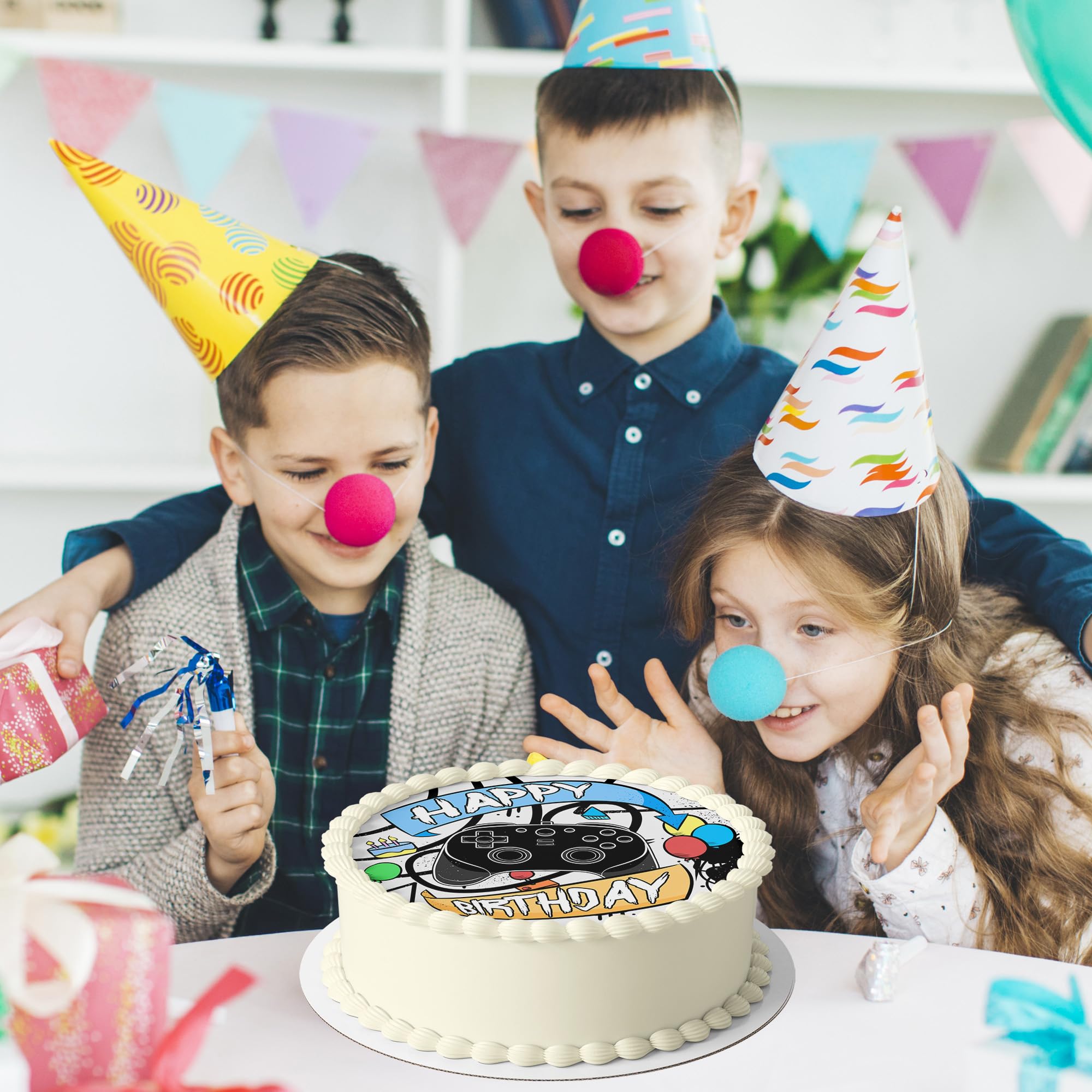 J&M DECO Opłatek na tort Gamer Ø20 cm – jadalna dekoracja urodzinowa dla dzieci – topper gamingowy z papieru opłatkowego 0,6 mm – bezglutenowy i wegański