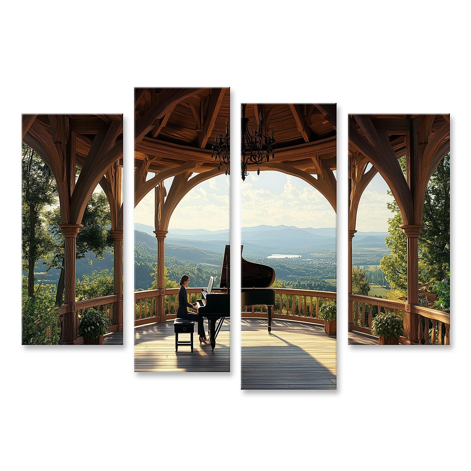 islandburner Quadro su tela musica pianoforte in un idilliaco paesaggio gazebo per soggiorno amanti della musica negozio di musica immagini poster