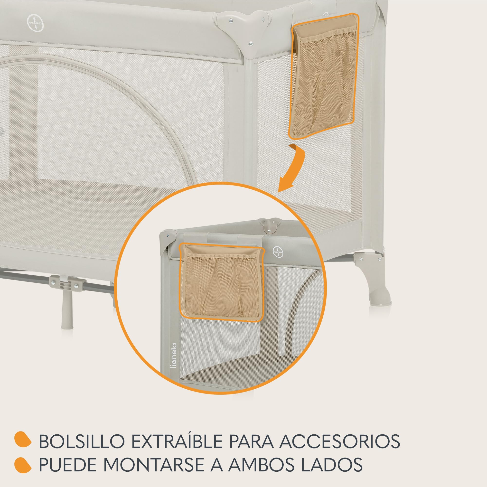LIONELO LAURA Cuna de Viaje 2 en 1 hasta 15 kg Cuna Parque Bebe de 0 a 36 meses Entrada Lateral Colchón de Espuma T25, 2 Niveles de Altura, Bolsa de Viaje, Ruedas con Freno