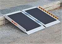 FACHNUO 2FT Portable Folding Wheelchair Ramp - Non-Slip Aluminum Threshold Ramp for Steps, Stairs, 800 lbs Capacity