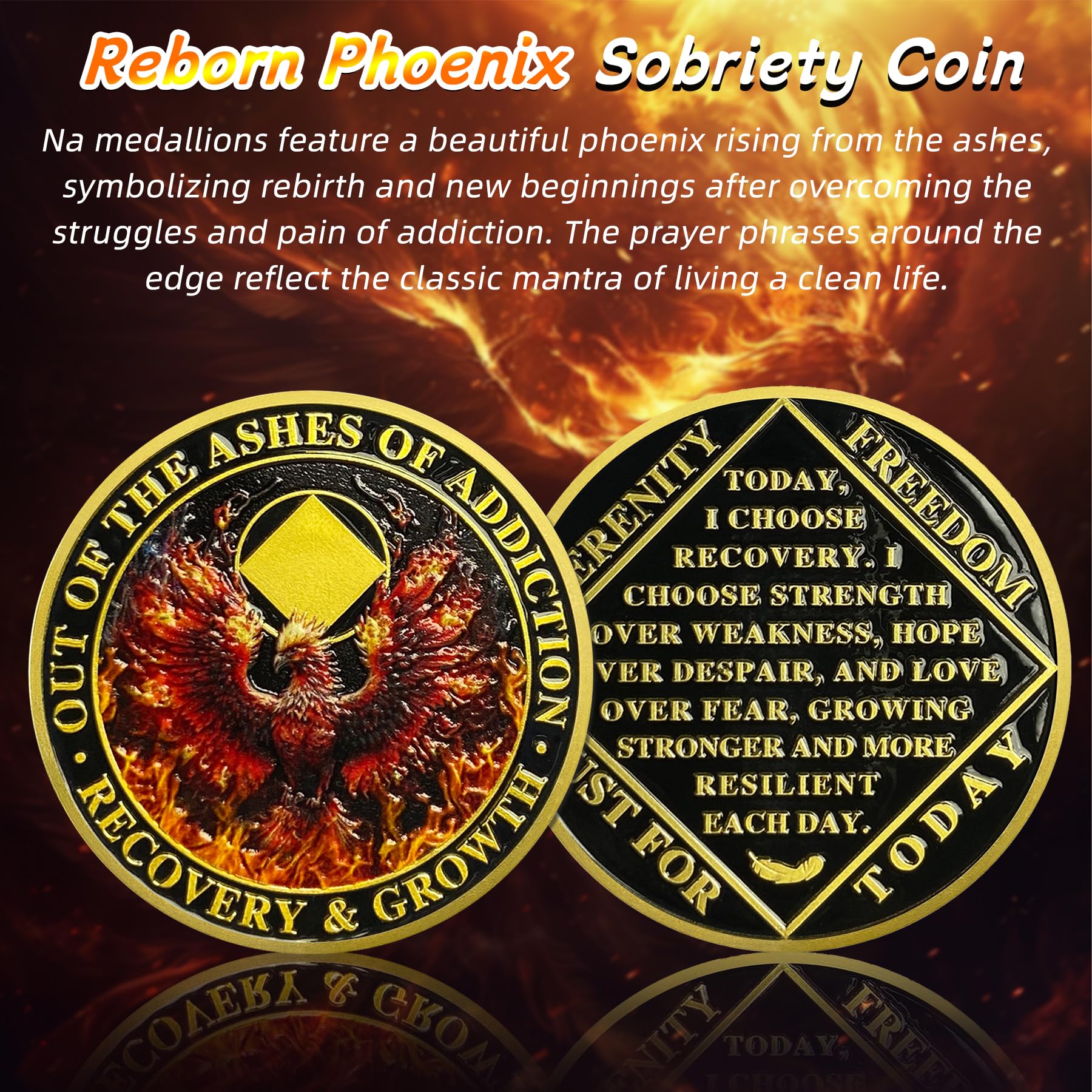 Zarte Phoenix Na Medaillons – Out of The Ashes Nüchternheitsmünze – Recovery Addiction NA AA Chips und Medaillons – Feiern Sie Living Clean Affirmation Narcotics Anonyme Geschenke für Männer Frauen