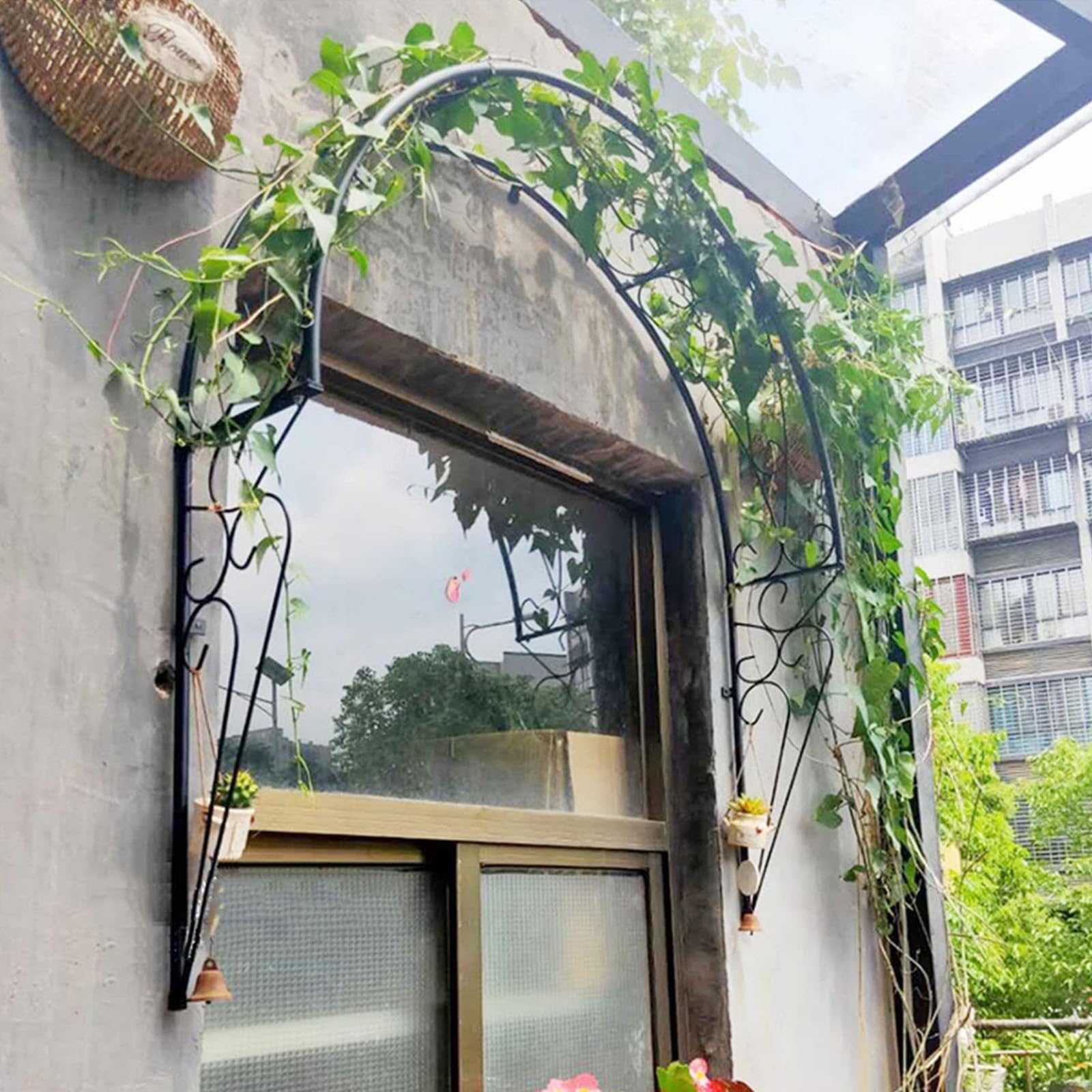 Arche à Rosiers Arche de Jardin Murale Treillis en métal Support pour Plantes grimpantes Arceau à Rosiers Pergola Semi-Circulaire pour fenêtres Portes Entrées