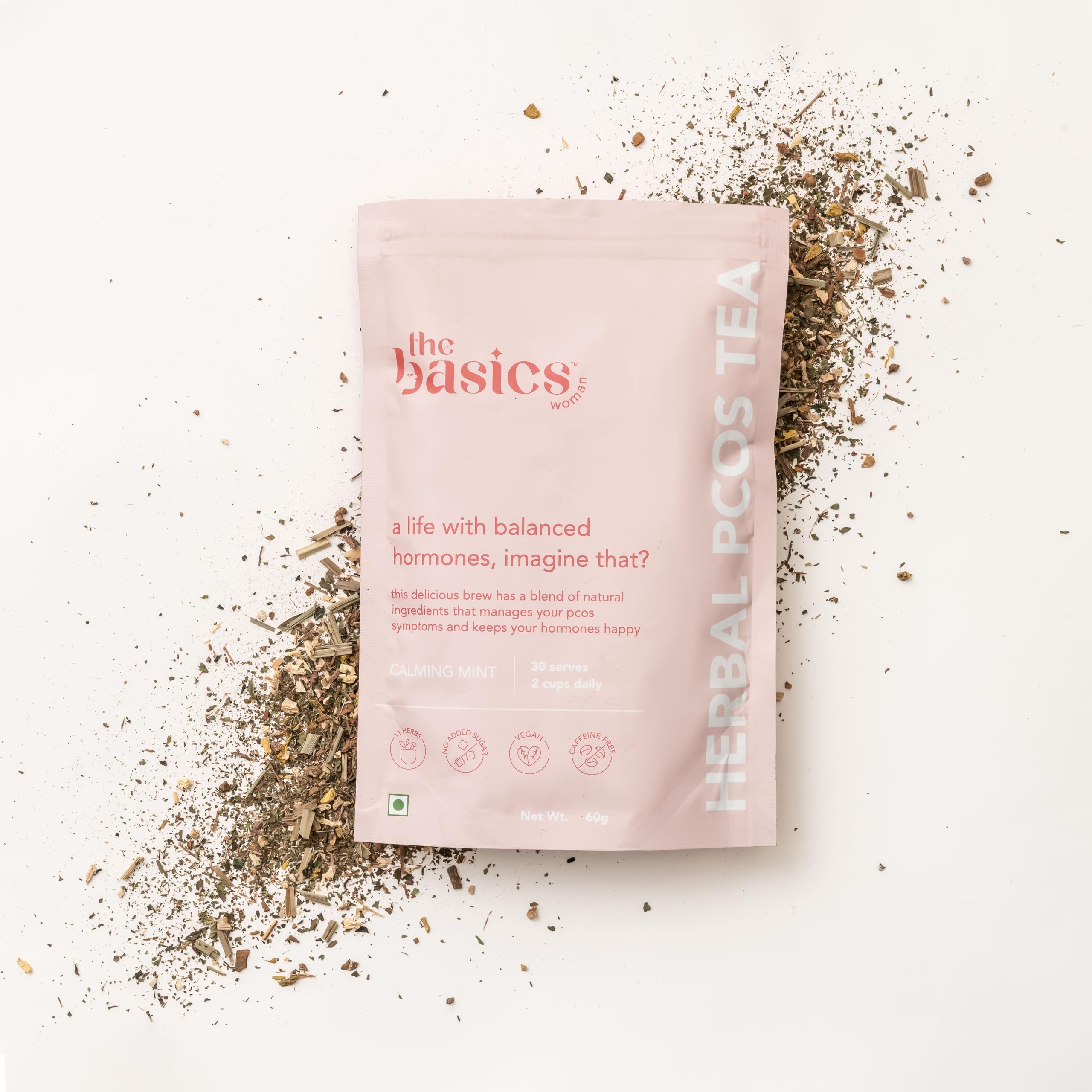 The Basics Woman Spearmint Flavored – Hormone Balancing Brew with Cinnamon, Ginger Root, Shatavari, Ashwagandha & Nettle Leaf – Herbal Supplement for Irregular Periods – 30 Tea Bags | Pack of 1