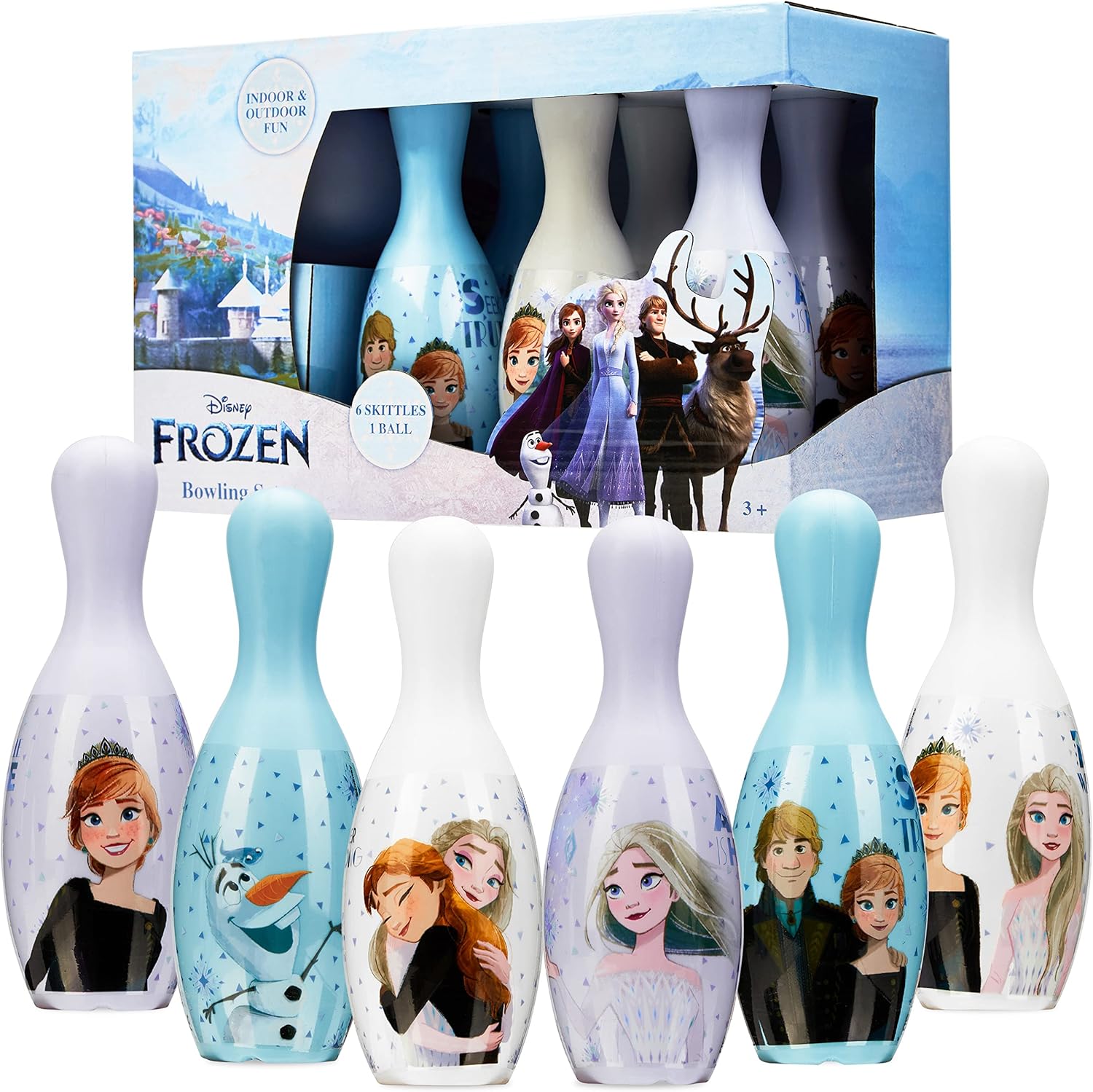 Disney Frozen Bowling Set Kids 1 Ball 6 Pins Skittles Game for Kids