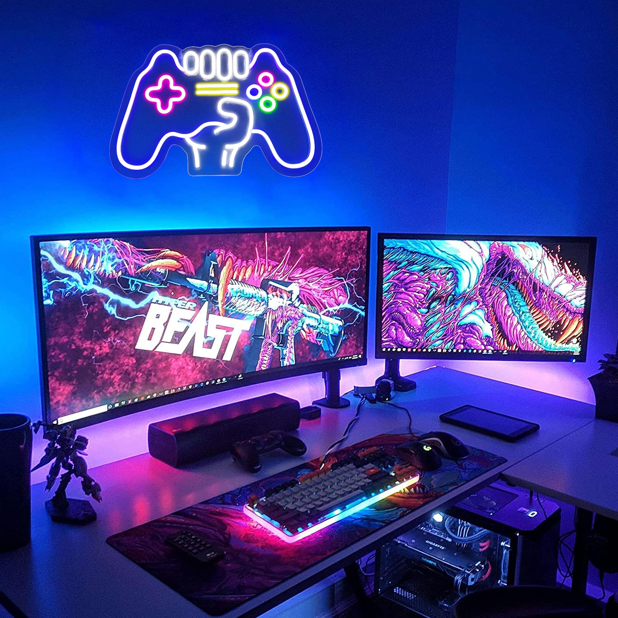 Insegna al neon a LED a forma di controller, adatta per la decorazione della stanza dei giochi, decorazione della stanza dei ragazzi, decorazione da parete per camera da letto, miglior regalo per