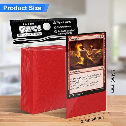 Miniatura 2 de Fundas de tarjetas rojas mate para MTG, 300 fundas de tarjeta estándar de ajuste perfecto para tarjetas de intercambio de tarjetas deportivas,