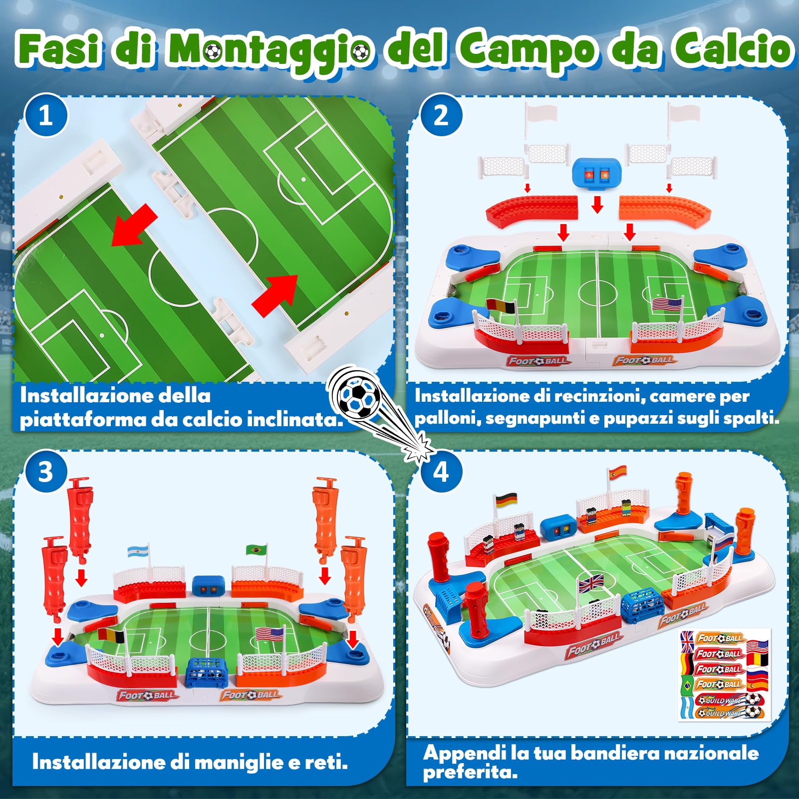 Dromlag Regalo Bambino 3-9 Anni, Calcio Balilla Bambini Adulti Calcetto Giochi da Tavolo Bambini 4-10 Anni Biliardino da Casa per Bambini Gioco Calcio Giocattoli Bambino 5-11 Anni Regali di Natale