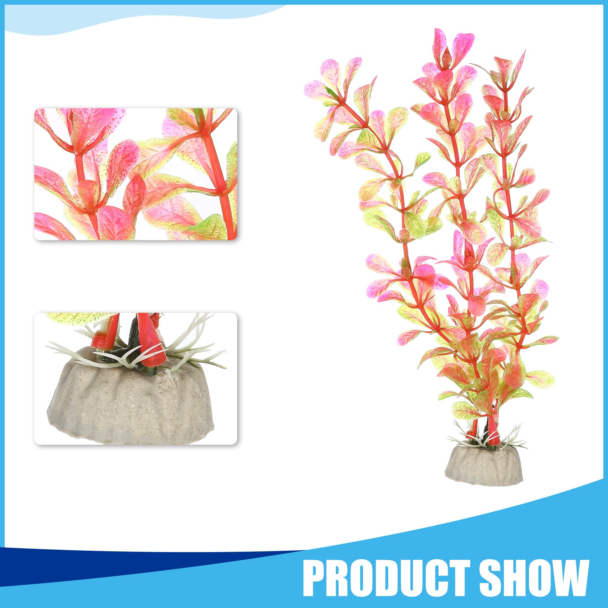 CAPASTEC Fish Tank Aquarium Decorations Artificial Plants, Plastic Artificial Water Plants for Aquarium 7.28Inch (Pink) - Image 2