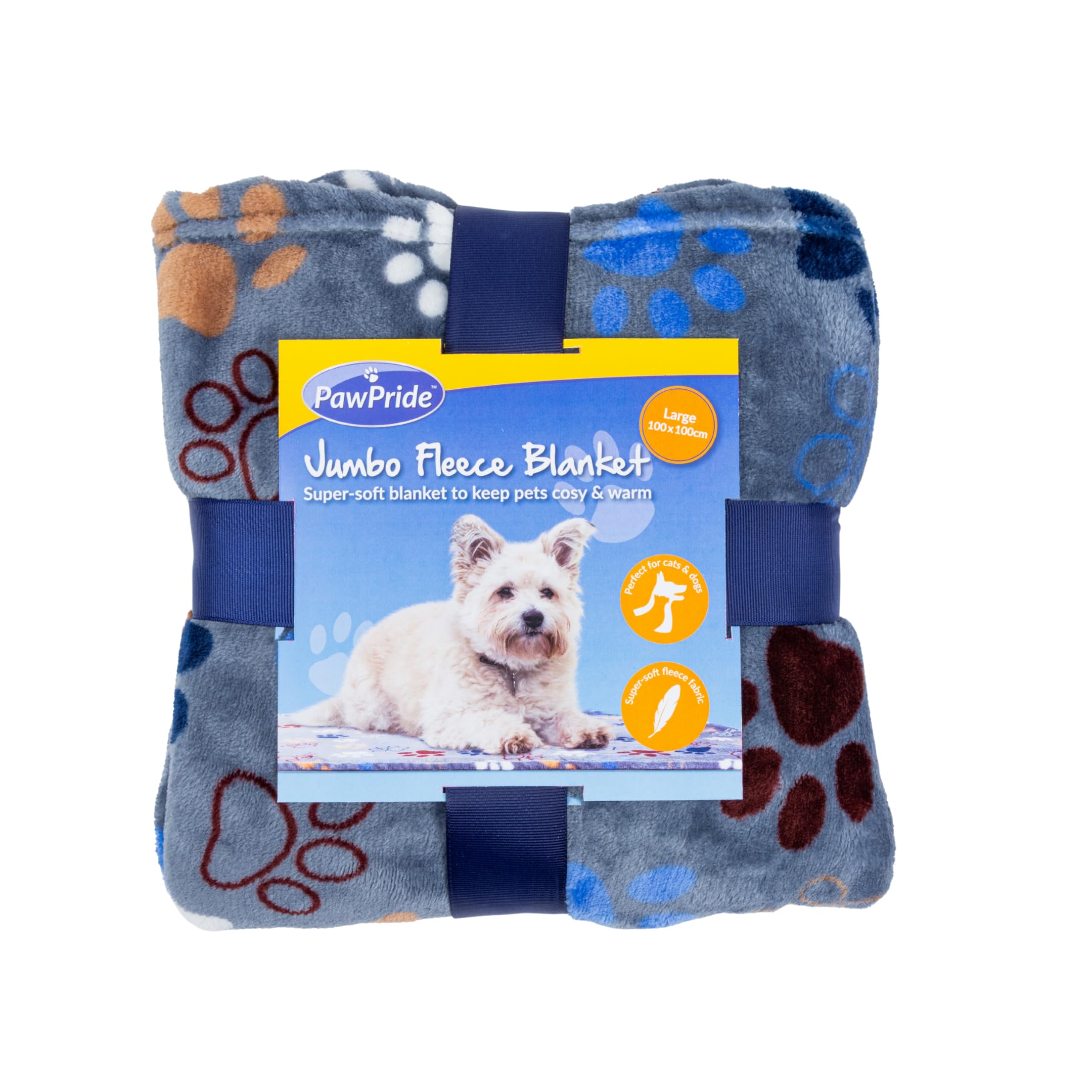 PawPride Jumbo Fleece Blanket for Pets - Adorable Blanket for Dogs, Cats and Other Animals - Keeps Your Pet Warm and Comfortable with Super Soft Fleece Material - 100cm x 100cm