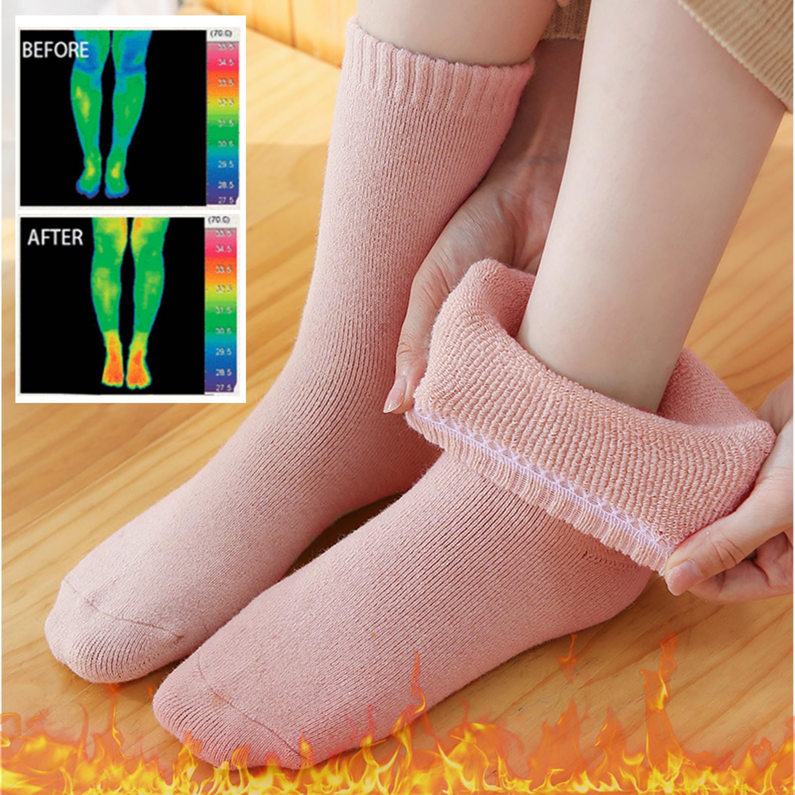 MOSOTECH Calze Donna Invernali Termiche, Calzini Donna Vintage di Calda, Colorate Spesse Traspiranti, Taglia Unica 35-42