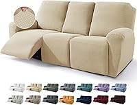 Vista 22 de JIVINER Fundas de sofá reclinable de 8 piezas, fundas elásticas de jacquard para sofá reclinable, fundas para sala de estar, protector suave de 3