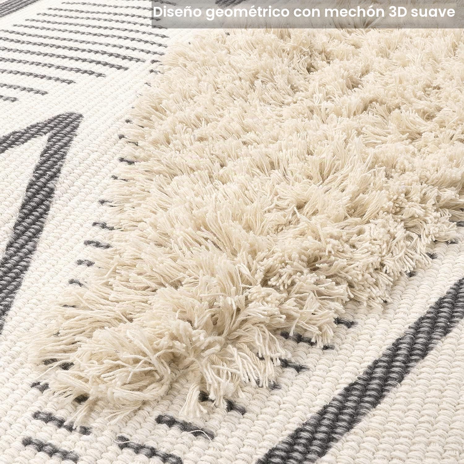 Alfombra de algodón con mechones de algodón, lavable con borlas, manta geométrica tejida, alfombra bohemia para lavandería/dormitorio (beis, 60 x 130 cm)