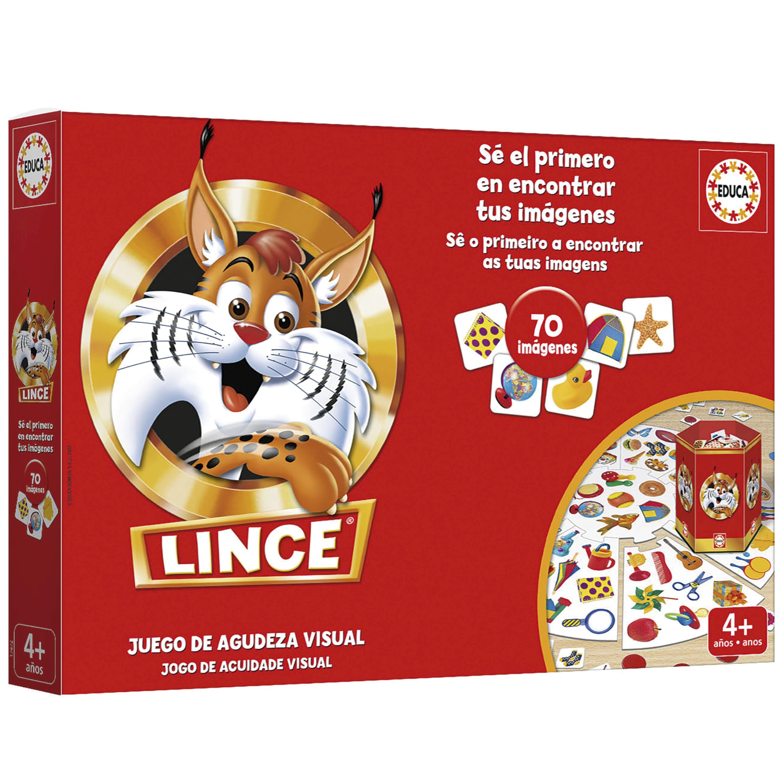 Educa - Lince 70 Imágenes | Juego de Mesa Educativo de Observación y Agudeza Visual | Memoria y Reflejos | para Toda la Familia | Regalo para Niños a Partir de 4 Años