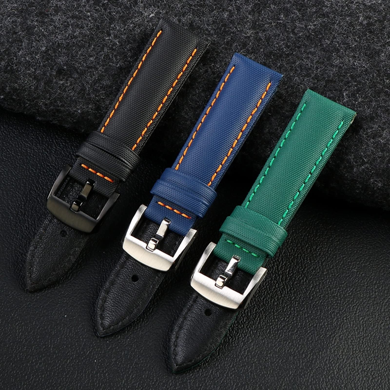 Bracelet de Montre en Cuir, Bracelet de Montre Unisexe étanche en Nylon 20/22 mm avec Coussinet Confortable Cuir Veau