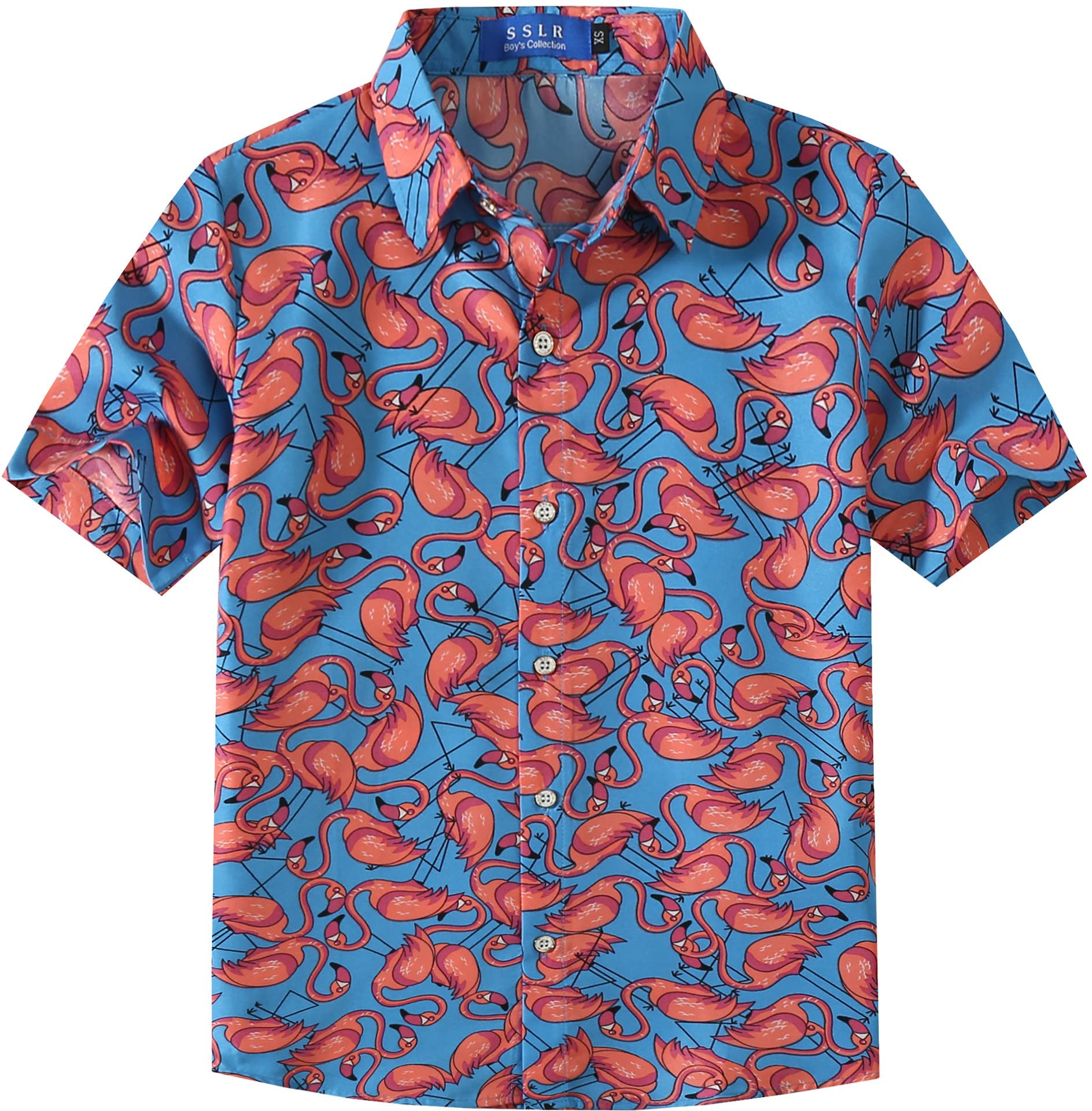 SSLR Youth Big Boys Button Down Shirt Casual Short Sleeve Hawaiian Shirts for Boys