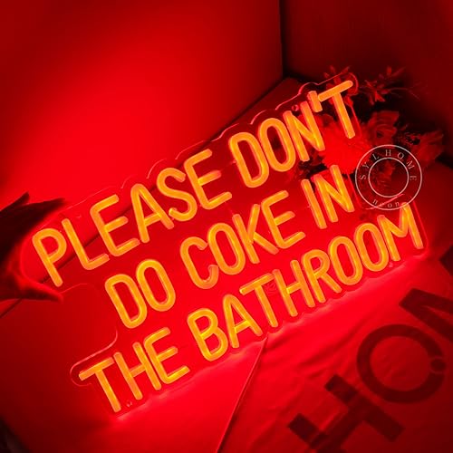 Miniatura 5 de SYLHOME Letrero de luz LED de neón con texto en inglés Please Don't Do Coke In The Bath, para sala de juegos, dormitorio, bar, tienda, decoración de