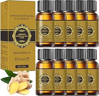 10 Pack Belly Drainage Ginger Oil, Ginger Oil Lymphatic Drainage Massage Oil, Natural Lymphatic Drainage Ginger Oil,Ginger Massage Oil,Plant Aroma Oil,100% Natural Ginger Essential Oil