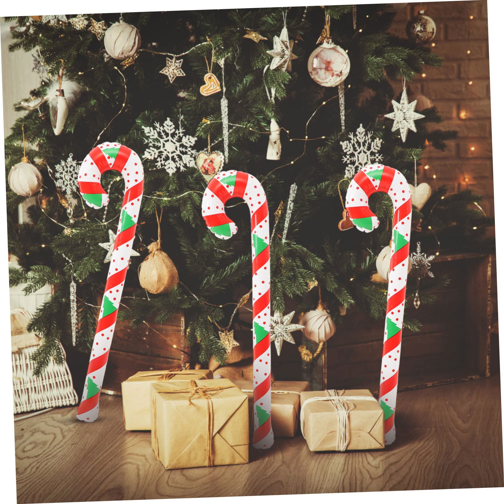 BESTonZON 4pezzi Palloncini Natalizi Gonfiabili Forma di Bastoncino di Zucchero Decorazioni per Feste di Natale per Interni ed Esterni Creano un Atmosfera Festosa