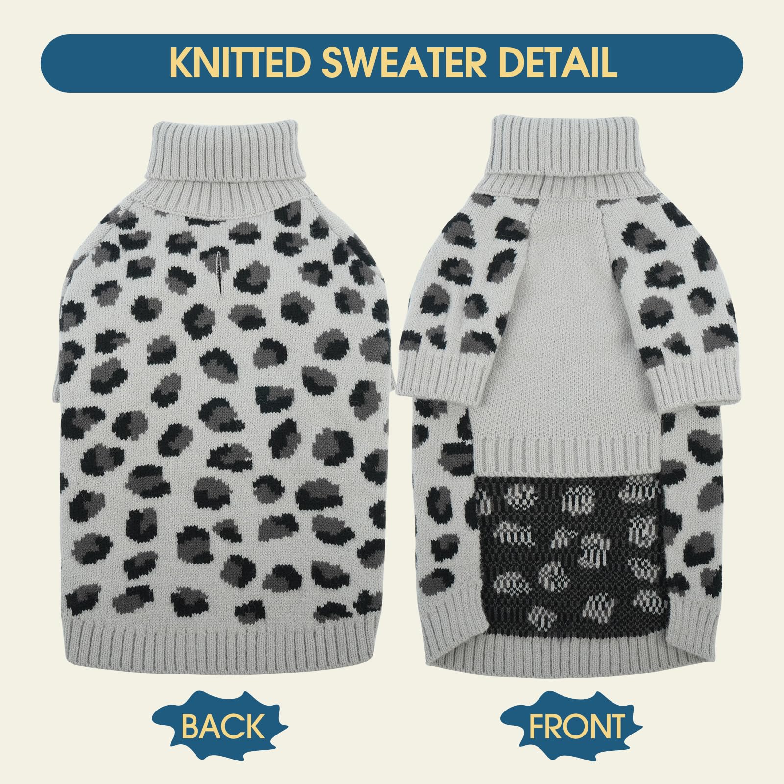 ROZKITCH Pull d'hiver en tricot pour chien de grande race, doux et confortable pour temps froid, pour bouledogues, dobermans et huskies, gris, taille 5XL