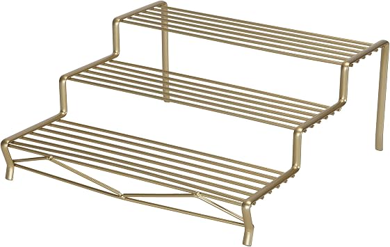 Kitchen Details Geode 3 Tier Spice Rack | Countertop & Cabinet Organizer | Free Standing | Rust Resistant | Satin Gold