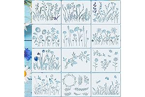 Craft Stencils for Painting Reusable, 20 Piece Floral Template Flower Wall Stencils Home Decor