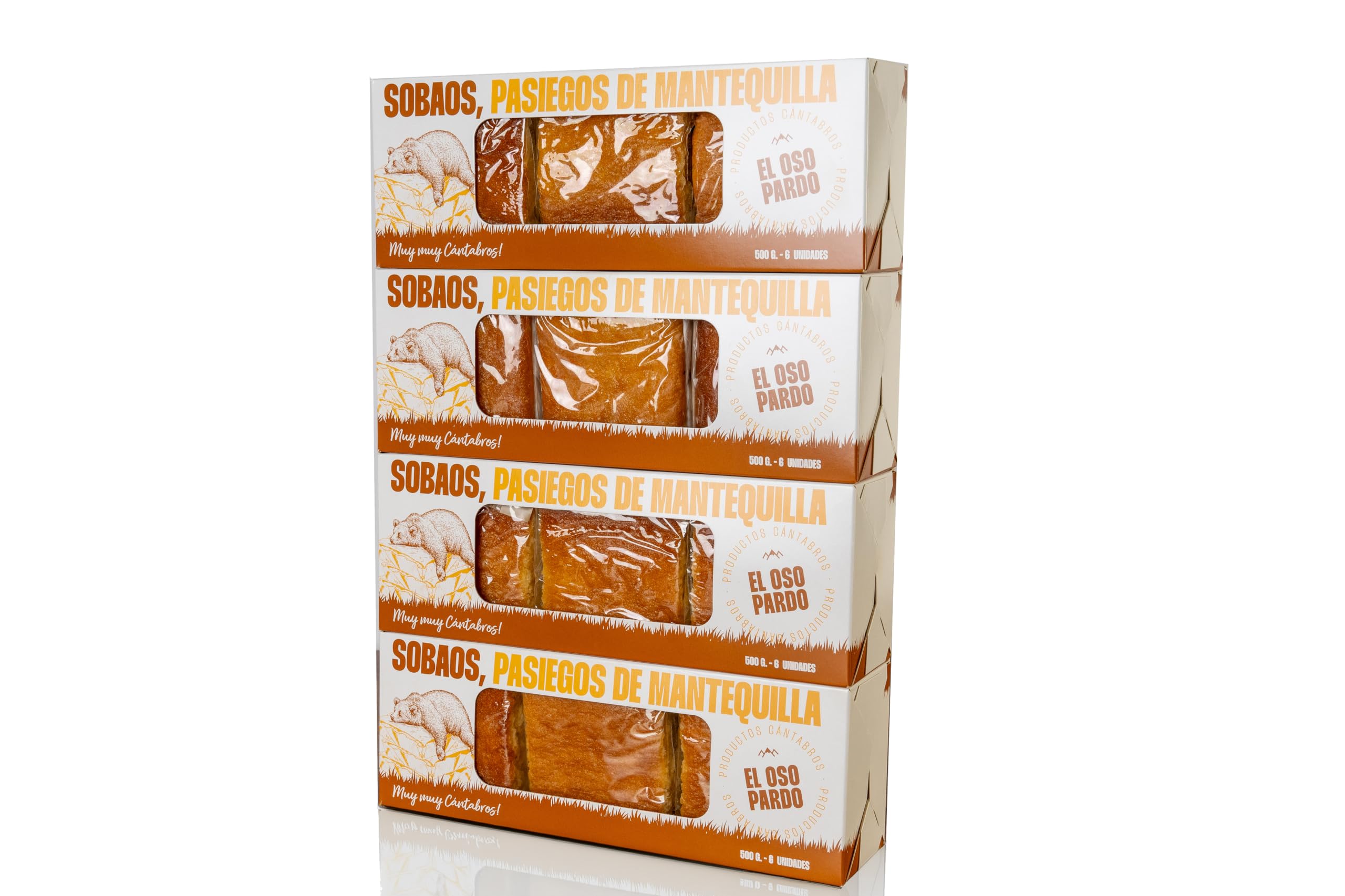 EL OSO PARDO Sobaos Pasiegos IGP - Receta Tradicional de Cantabria, Bizcocho de Mantequilla, 6 uds. Tamaño Mediano, Caja 500 g. — view 11