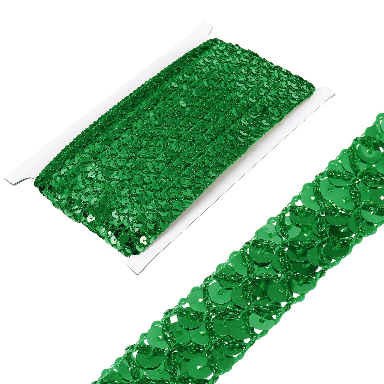 sourcing map 2cm x 6m Sequins Trim Flat Sequin Paillette Ribbon Strip Braid for Crafts, Embellishments, DIY Sewing Costume Green โ image 1