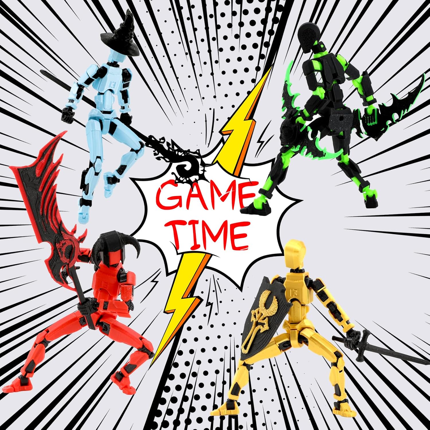 T13 Titan 13 Action Figure Assembly Completed, 5-Pack T 13 Lucky 13 3D Printed Action Figure Articulated, Dummy Gift for Boys Desktop Decorations,muñeco de acción (Multicolored)