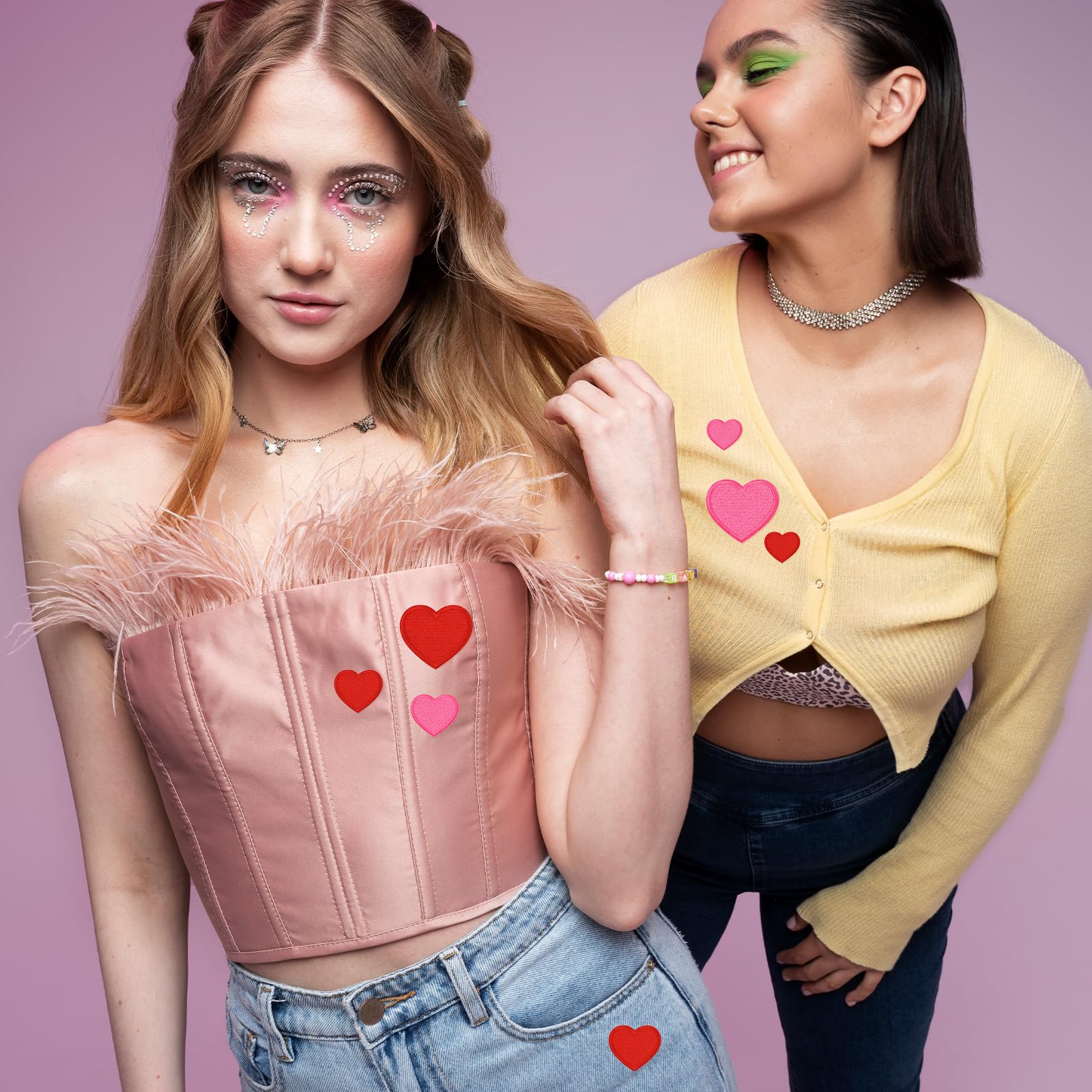 Lot De 32 écussons Thermocollants En Forme De Cœur Rouge Et Rose à Repasser Ou à Coudre - Tailles Assorties - Pour Vêtements, Vestes, Jeans, Chapeaux