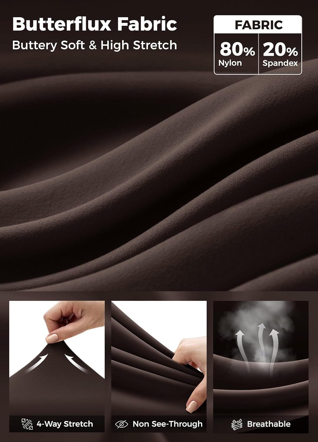 Willit Workout Gym Leggings for Women Straight Leg Bottoms Wide Leg Yoga Pants for Women High Waist Buttery Soft 31" Deep Brown XS - Image 6