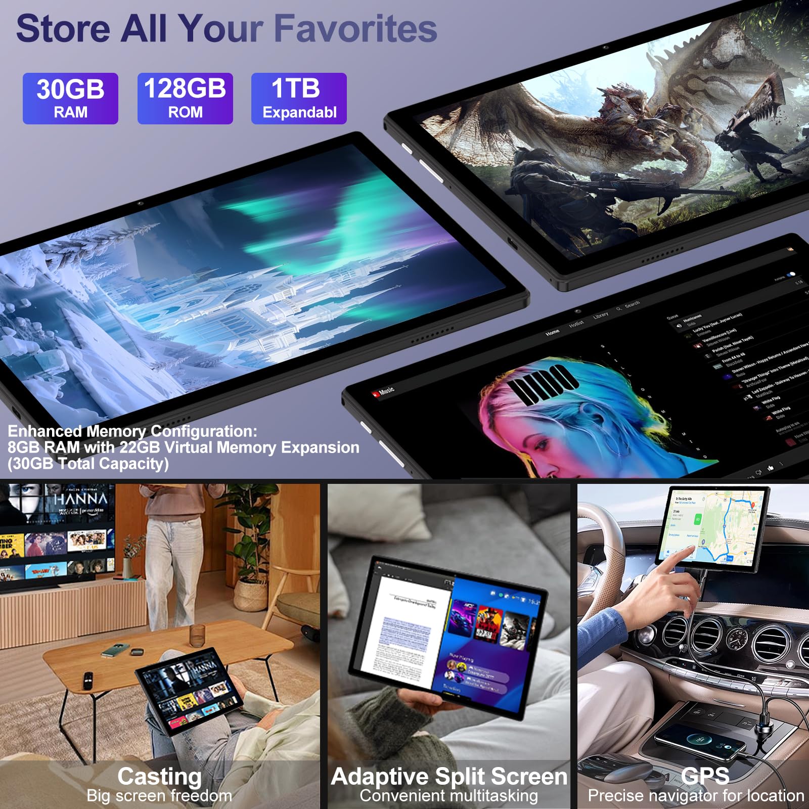 Android 15 2025 Tablet with Keyboard | Gemini AI, Octa-Core 30GB+